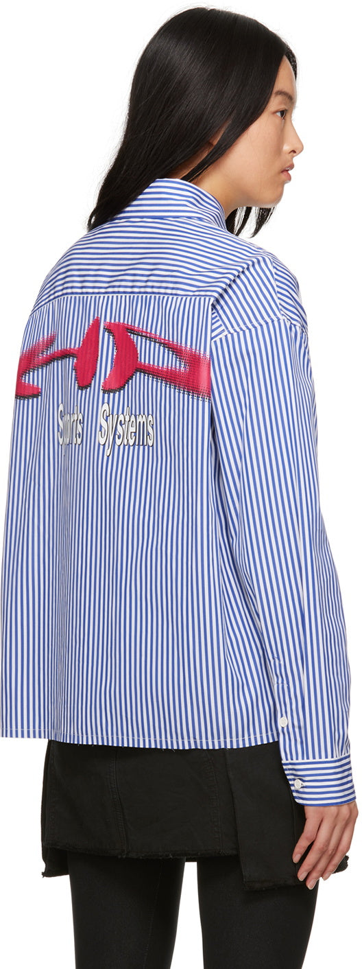 Heron Preston Blue Striped Shirt,XXSMALL (oversized)