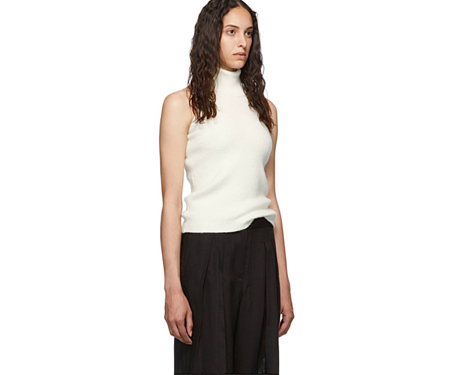 Jacquemus La Maille Baho Cream Sleeveless Turtleneck Sweater, Medium