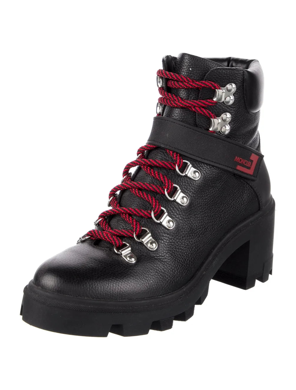 MONCLER Carol rubber-trimmed textured-leather ankle boots, SIZE 39