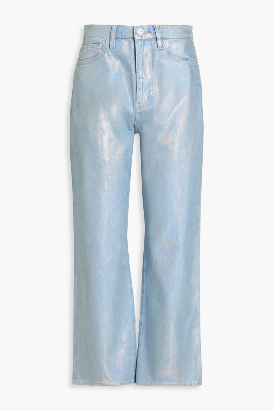 FRAME
Le Jane Crop iridescent-effect high-rise straight-leg jeans, Size 27