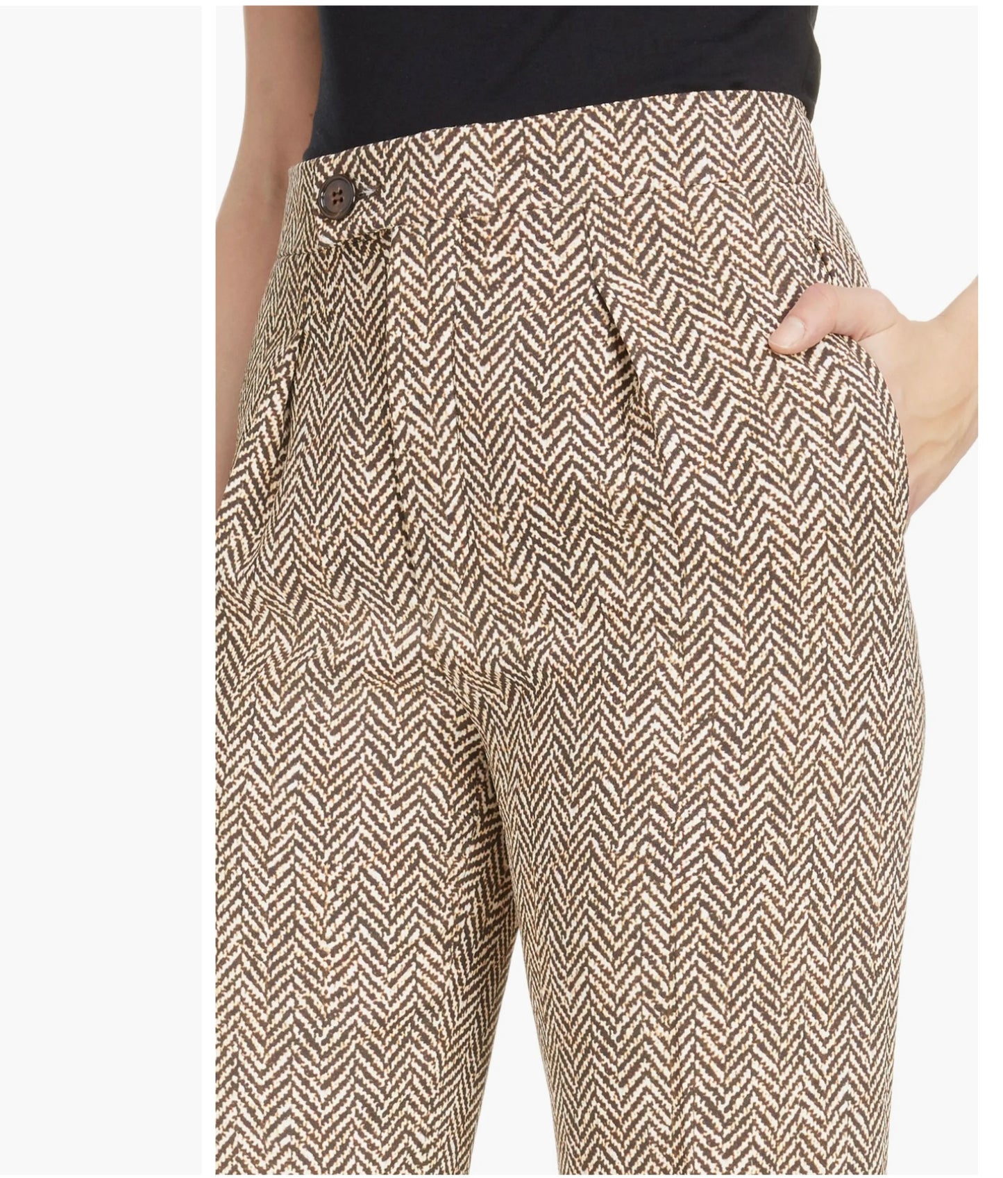 CHLOÉ Herringbone Print Wide-Leg Pants, SIZE 40 US 8