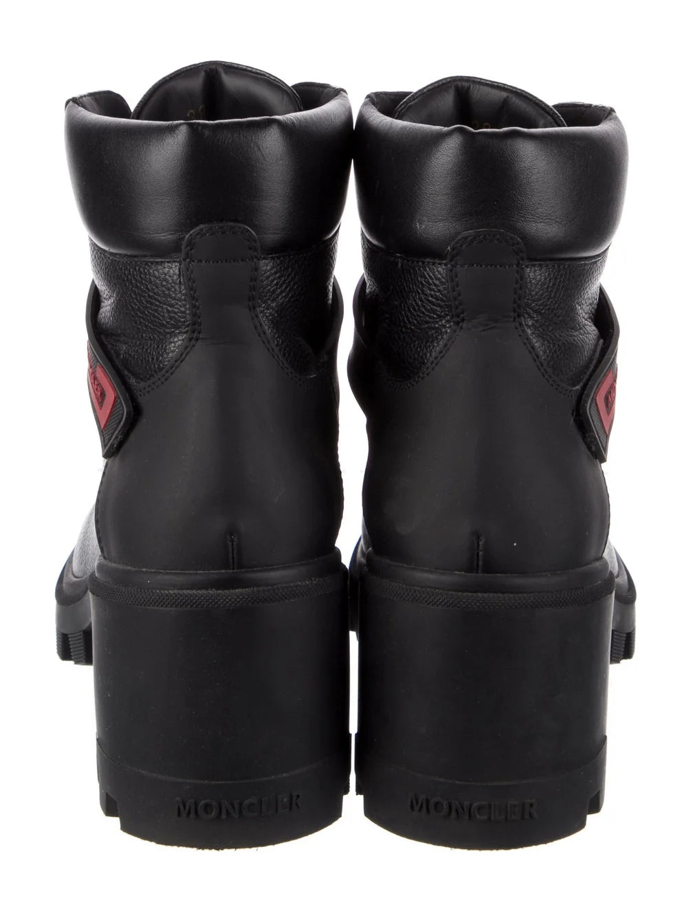 MONCLER Carol rubber-trimmed textured-leather ankle boots, SIZE 39