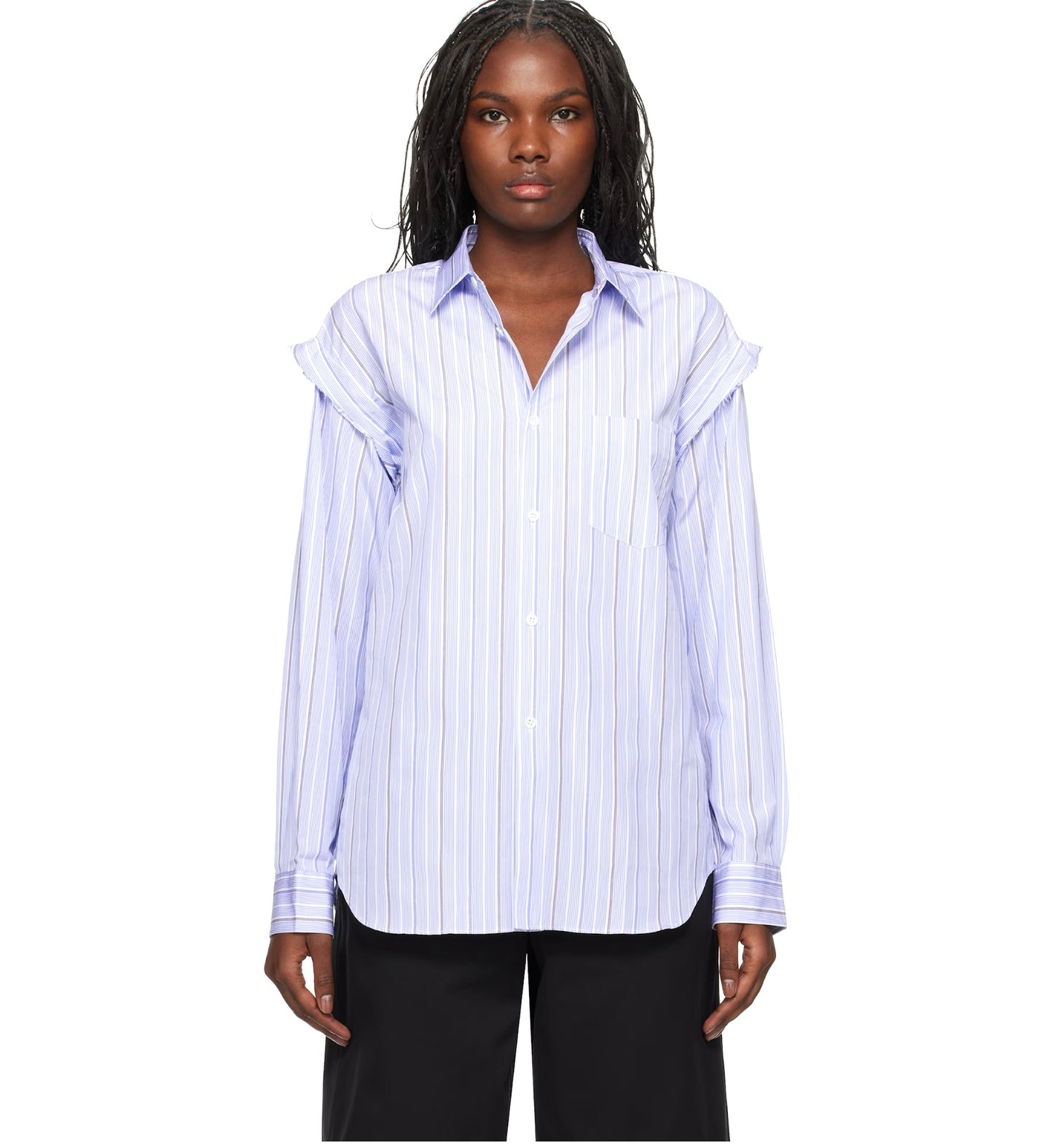 Comme des Garçons Shirt Blue Stripe Poplin Shirt, XSMALL