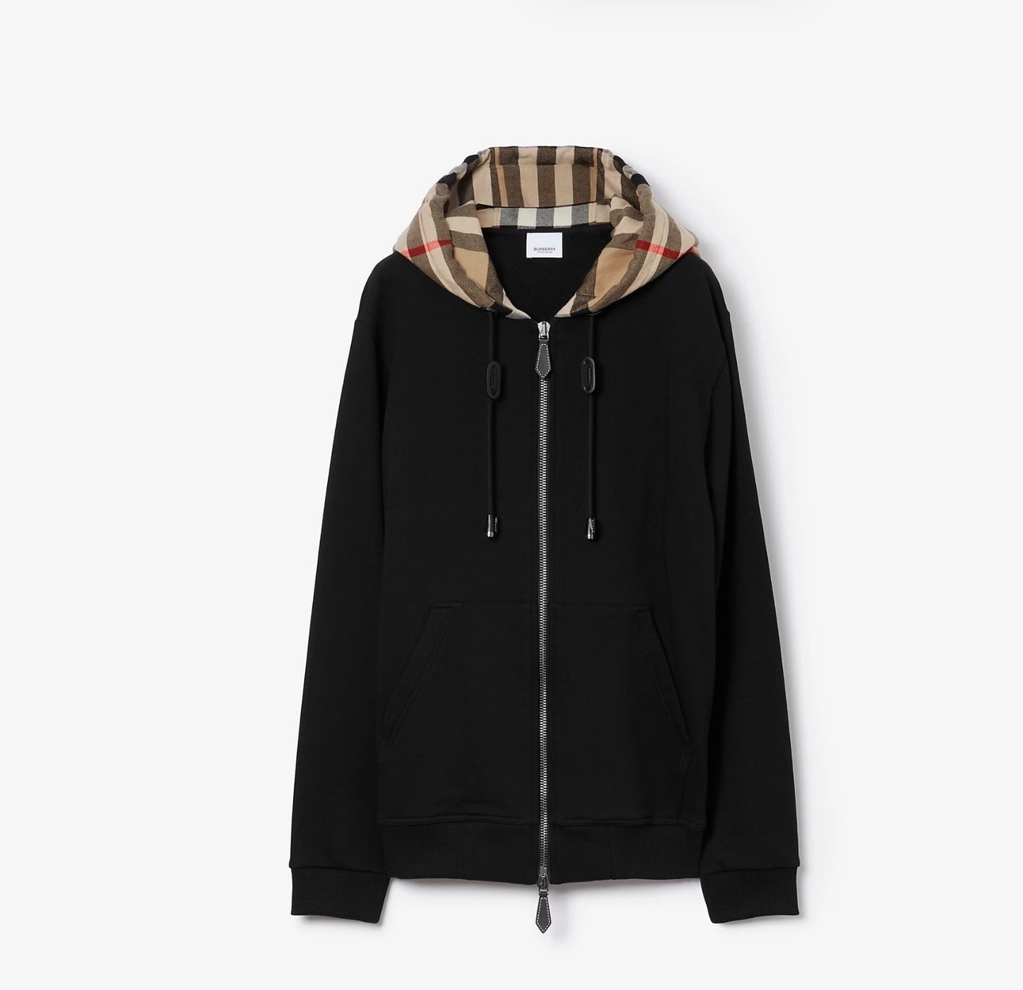 Burberry Relaxed Fit
Check Hood Cotton Zip Hoodie, XSMALL