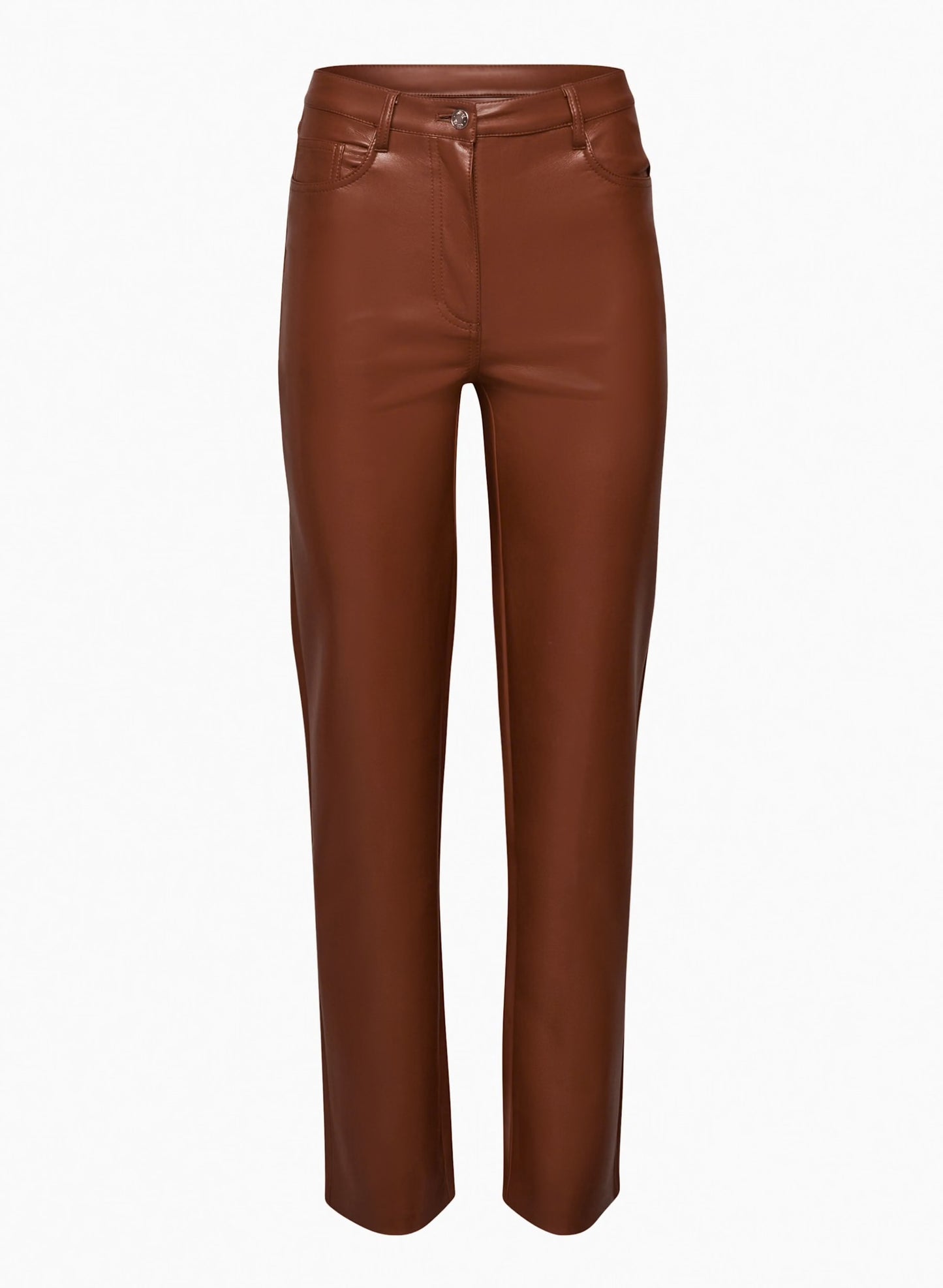 Wilfred Aritzia Melina Vegan Faux Leather Cognac Straight Leg Pants Women SIZE 2