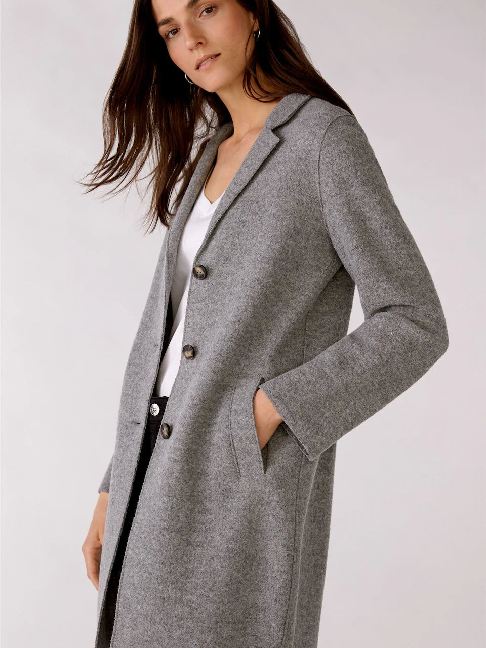 OUI Between-Seasons Coat 'Mayson' in Mottled Grey, Size 4