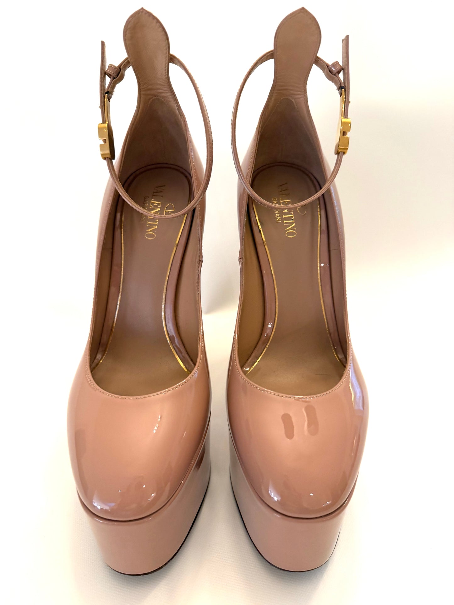 VALENTINO GARAVANI TAN-GO PLATFORM PUMP IN PATENT LEATHER 155 MM, SIZE 8.5
