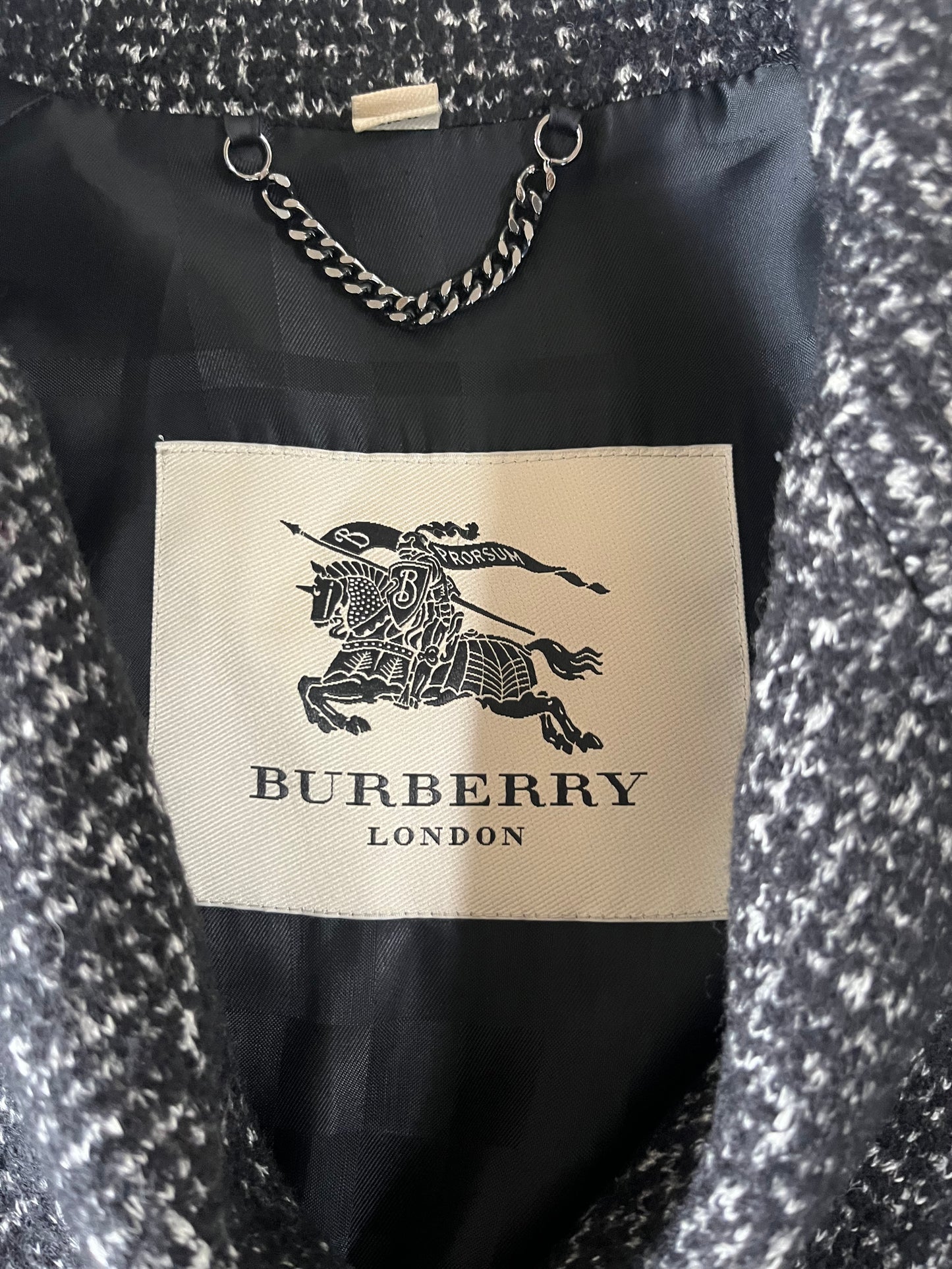 Burberry Black Tweed Wool Double Breasted Cocoon Coat, SIZE 4