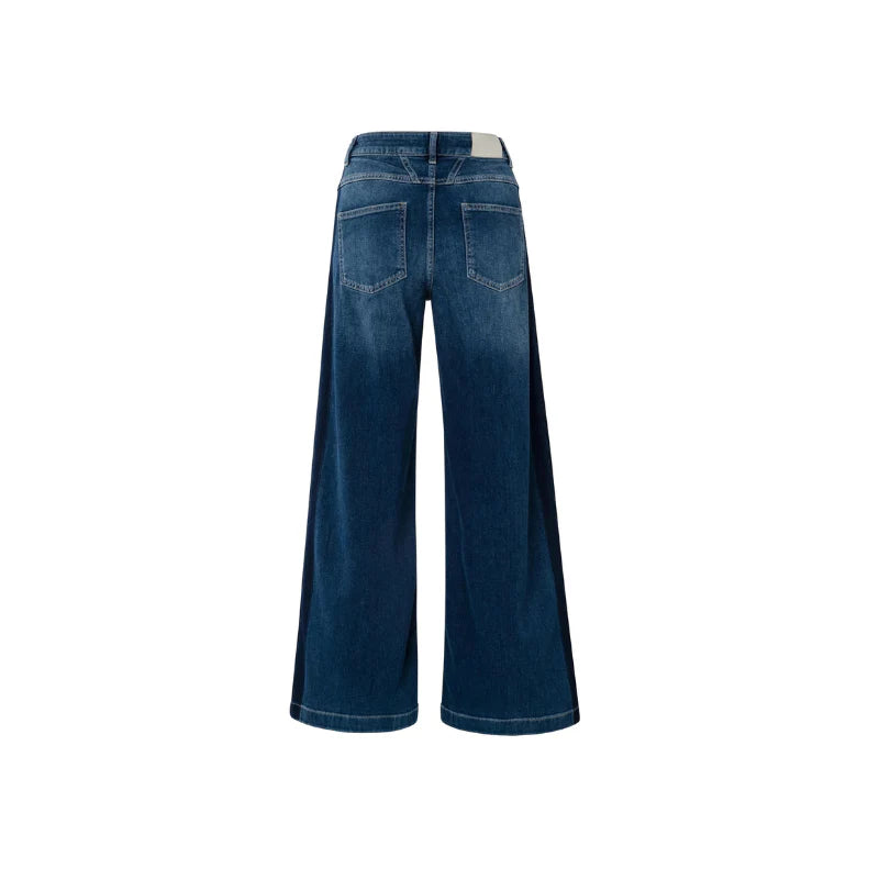 YAYA High-Waist Wide Denim with Tape in Dark Blue Wash, NWT size 28