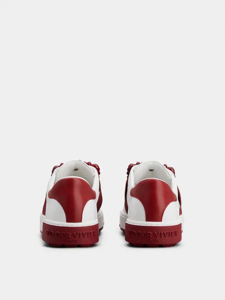 Roger Vivier Viv' Golf Very Vivier Strass Buckle Sneakers in Leather (Red x White), Size 36.5