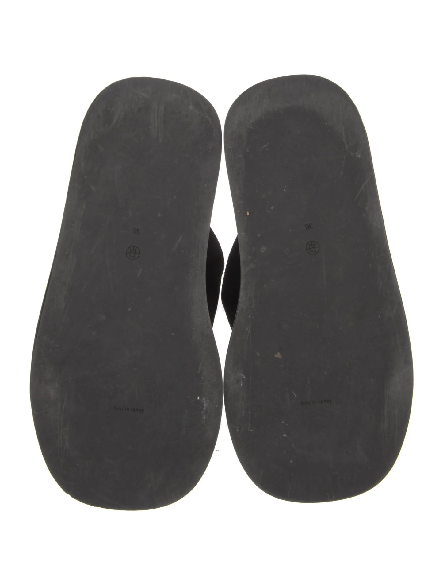 THE ROW Ginza leather and velvet platform flip flops, SIZE 6