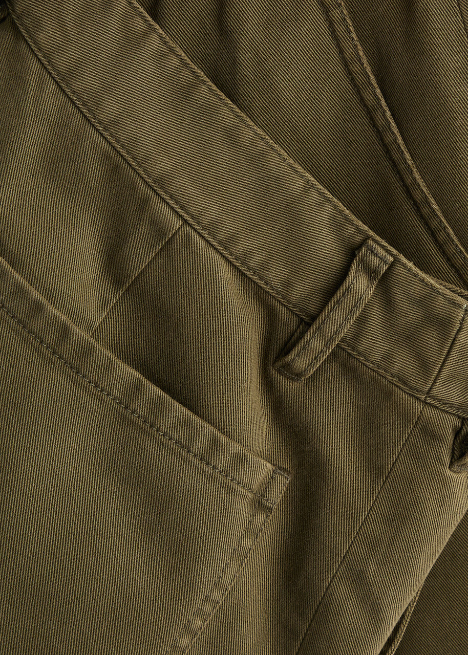 Frame The Bubble Barrel-leg Cotton Cargo Trousers Green, SIZE 30