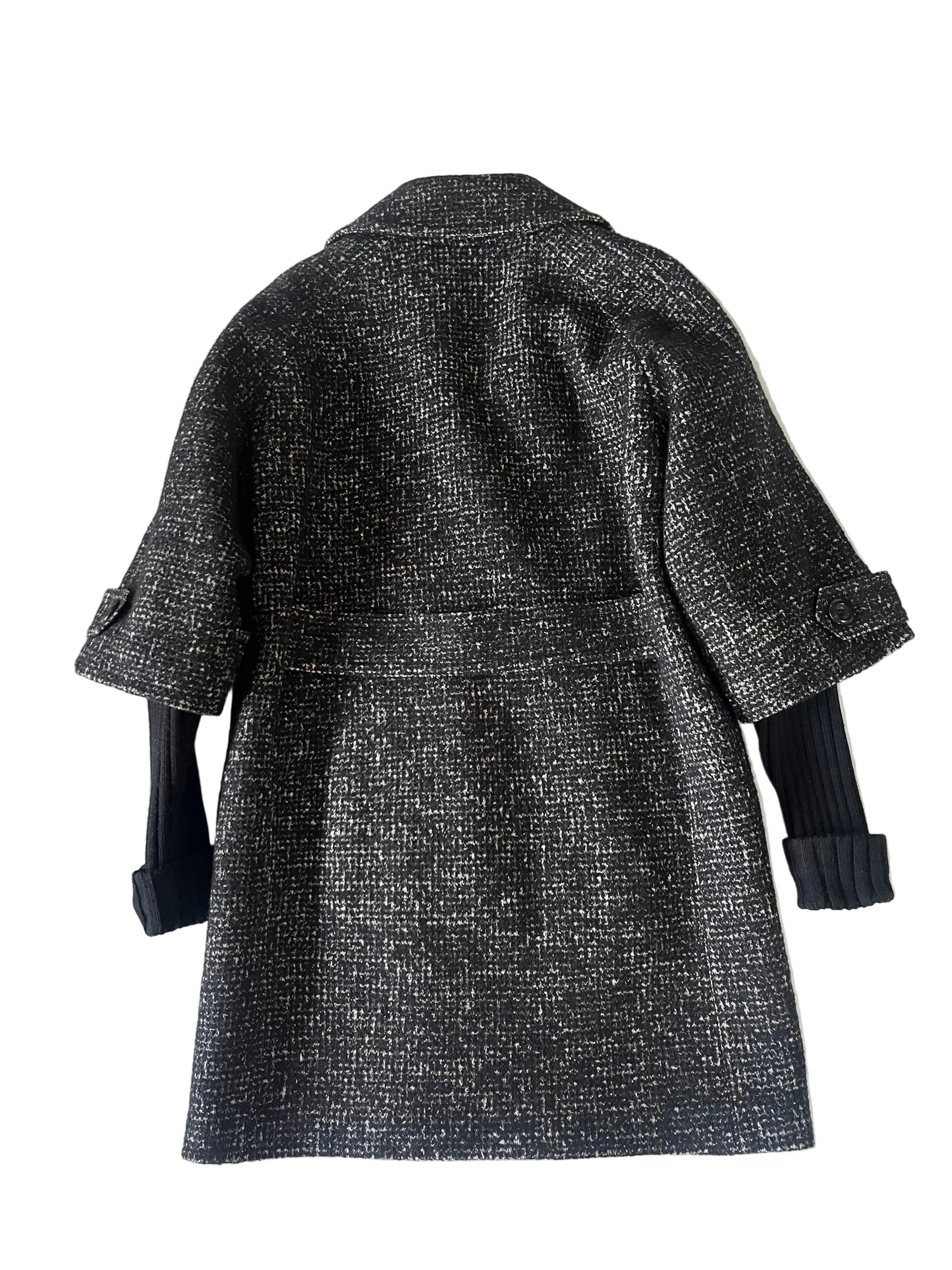 Burberry Black Tweed Wool Double Breasted Cocoon Coat, SIZE 4