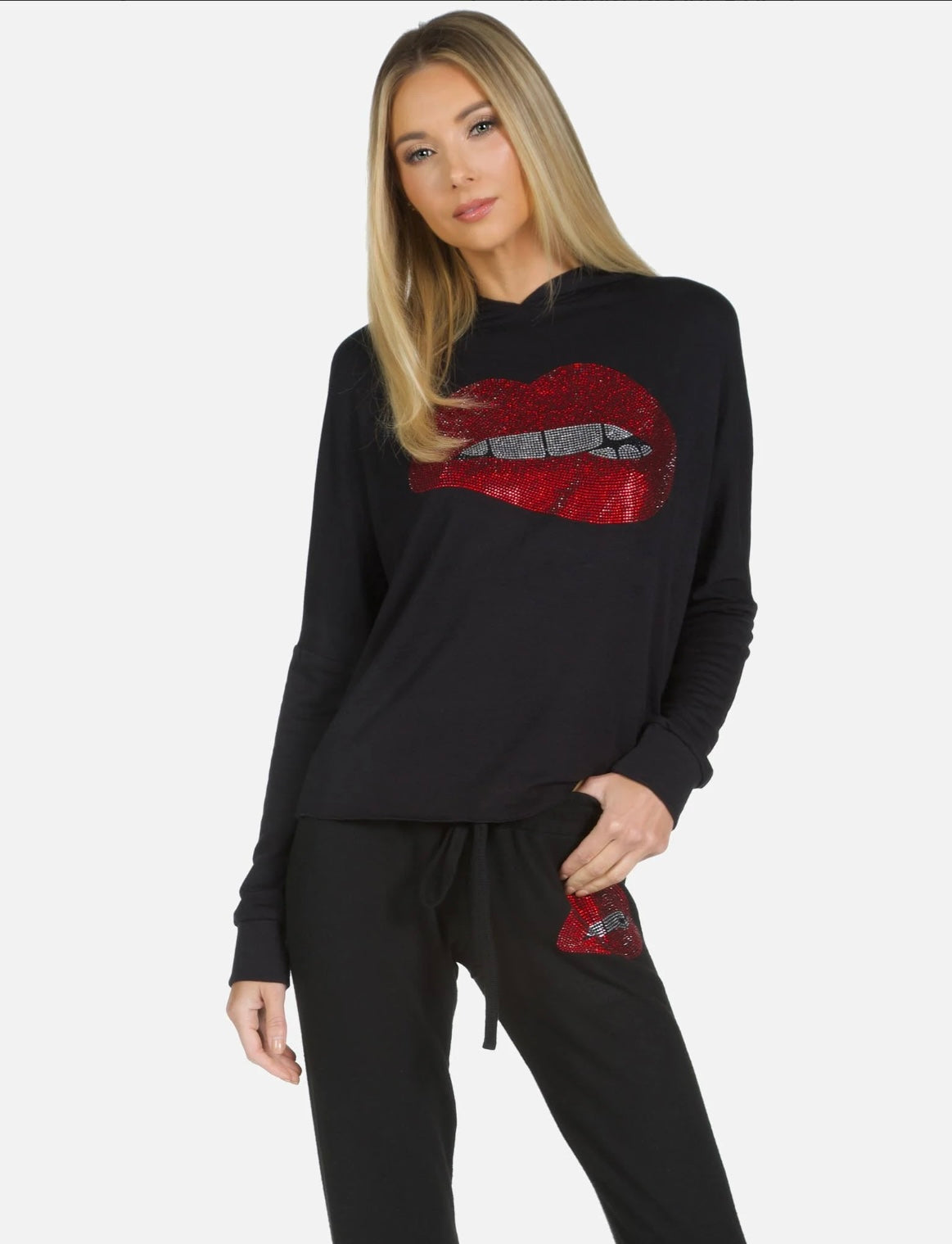 LAUREN MOSHI JOGGING SET DELILAH X CRYSTAL BITING LIP, XSMALL