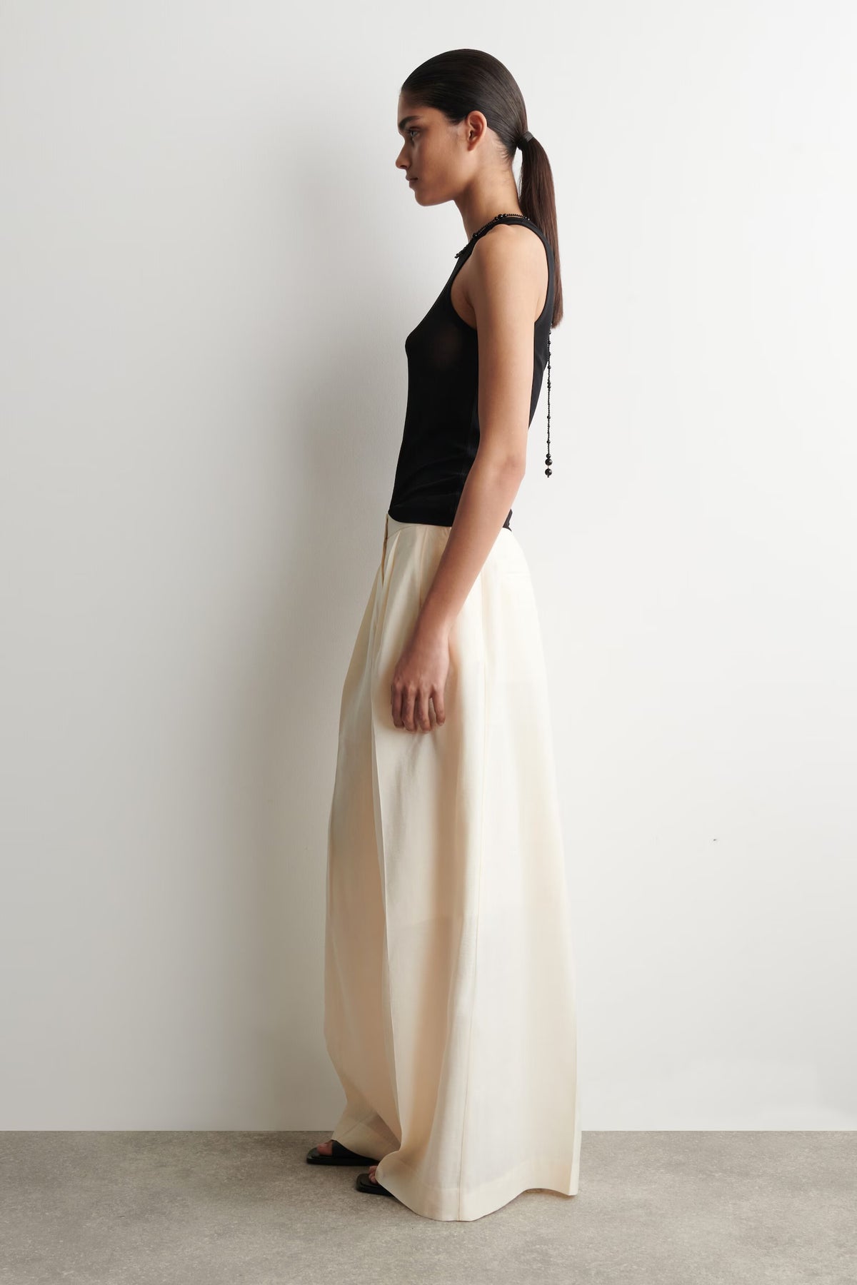 COS PLEATED MODAL WIDE-LEG PANTS, Size 4