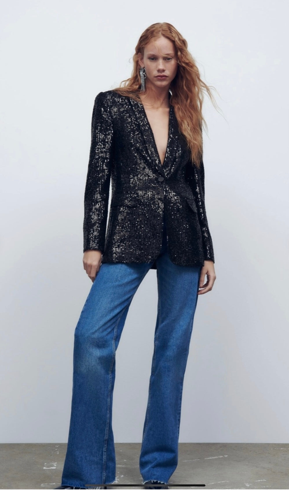 ZARA FITTED SEQUIN BLAZER, SMALL