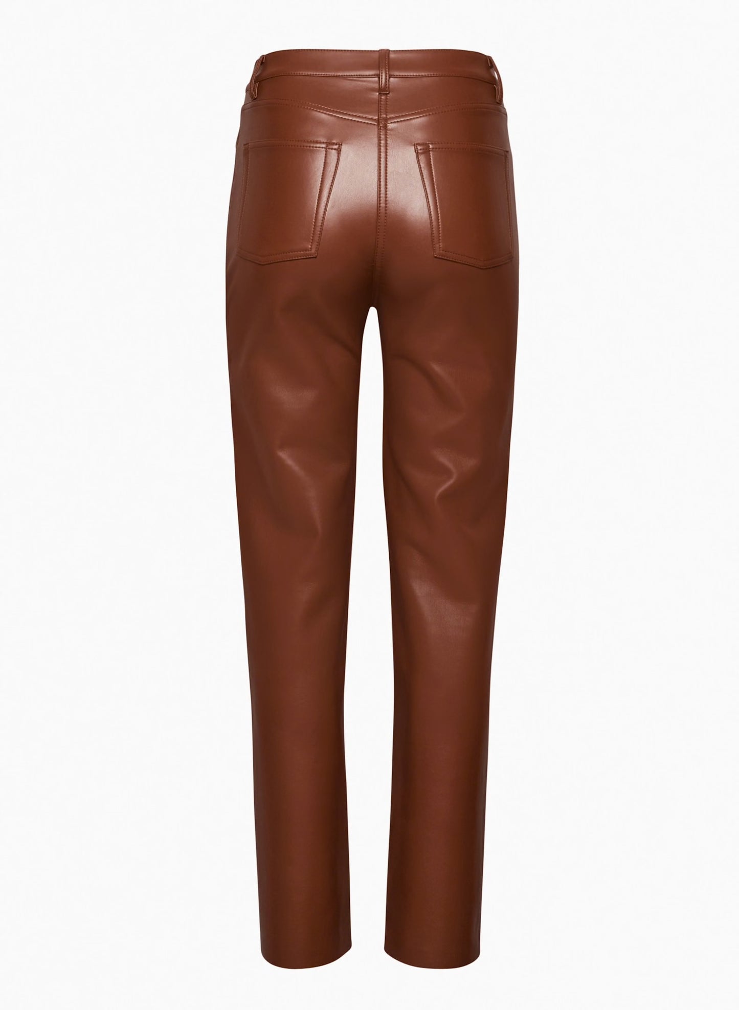 Wilfred Aritzia Melina Vegan Faux Leather Cognac Straight Leg Pants Women SIZE 2