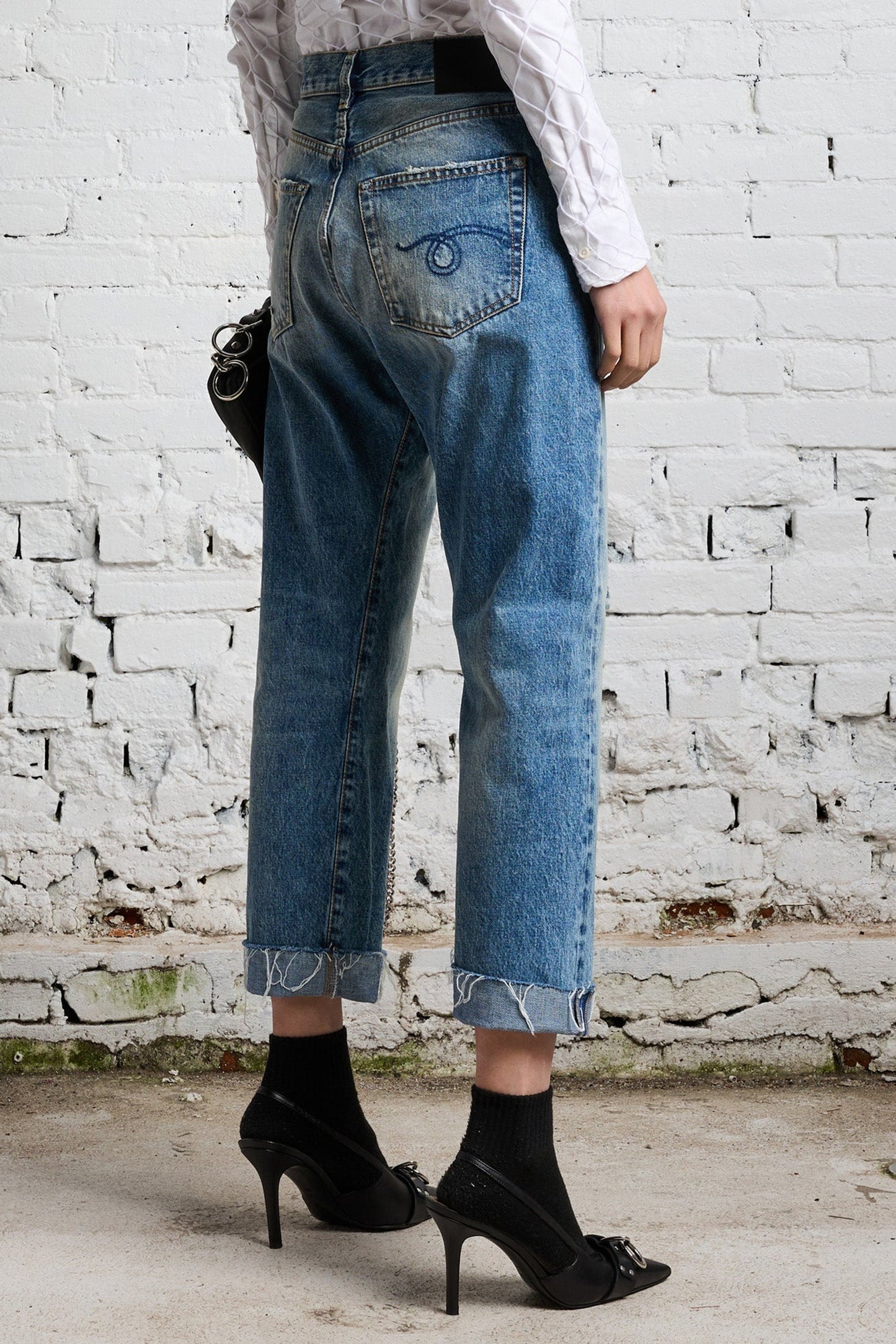 R13 NWT Cross Over Jean, Emory with rips Size 27