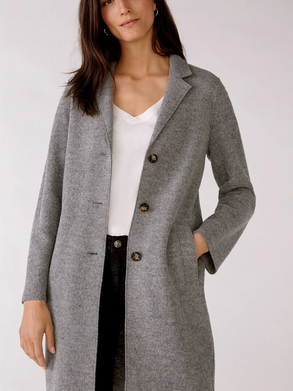 OUI Between-Seasons Coat 'Mayson' in Mottled Grey, Size 4