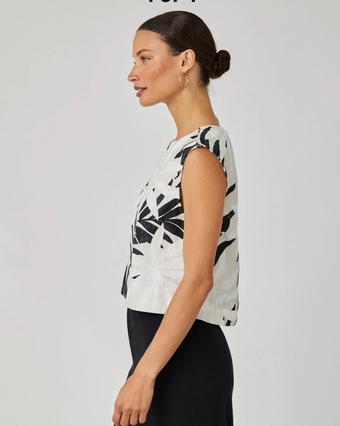 BELLA DAHL Boxy Button Back Maui Print Top, XSMALL