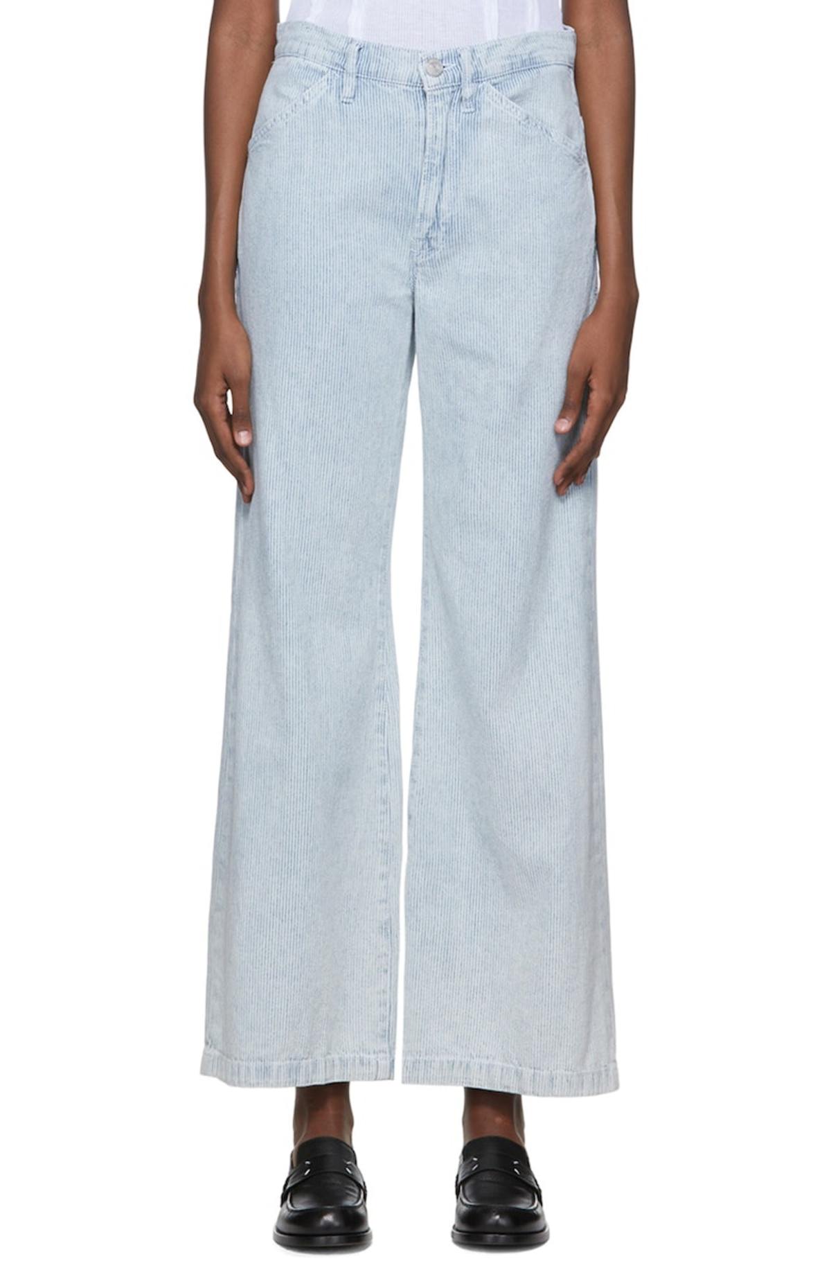 Frame Le Baggy Palazzo Wide-Leg Jeans,  bleached pinstripe ￼Size 27