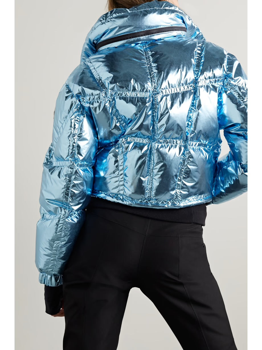 MONCLER GRENOBLE Valsorey cropped quilted padded down metallic ripstop jacket, SIZE 1