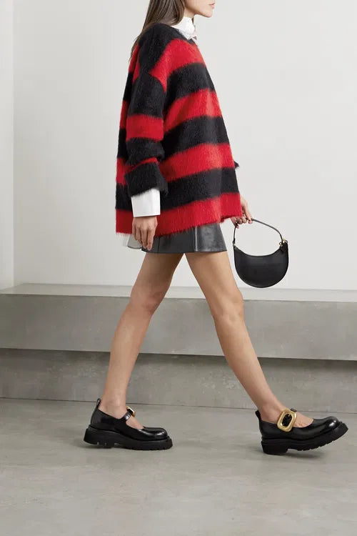 VALENTINO GARAVANI Oversized Striped Mohair-Blend Sweater, XSMALL