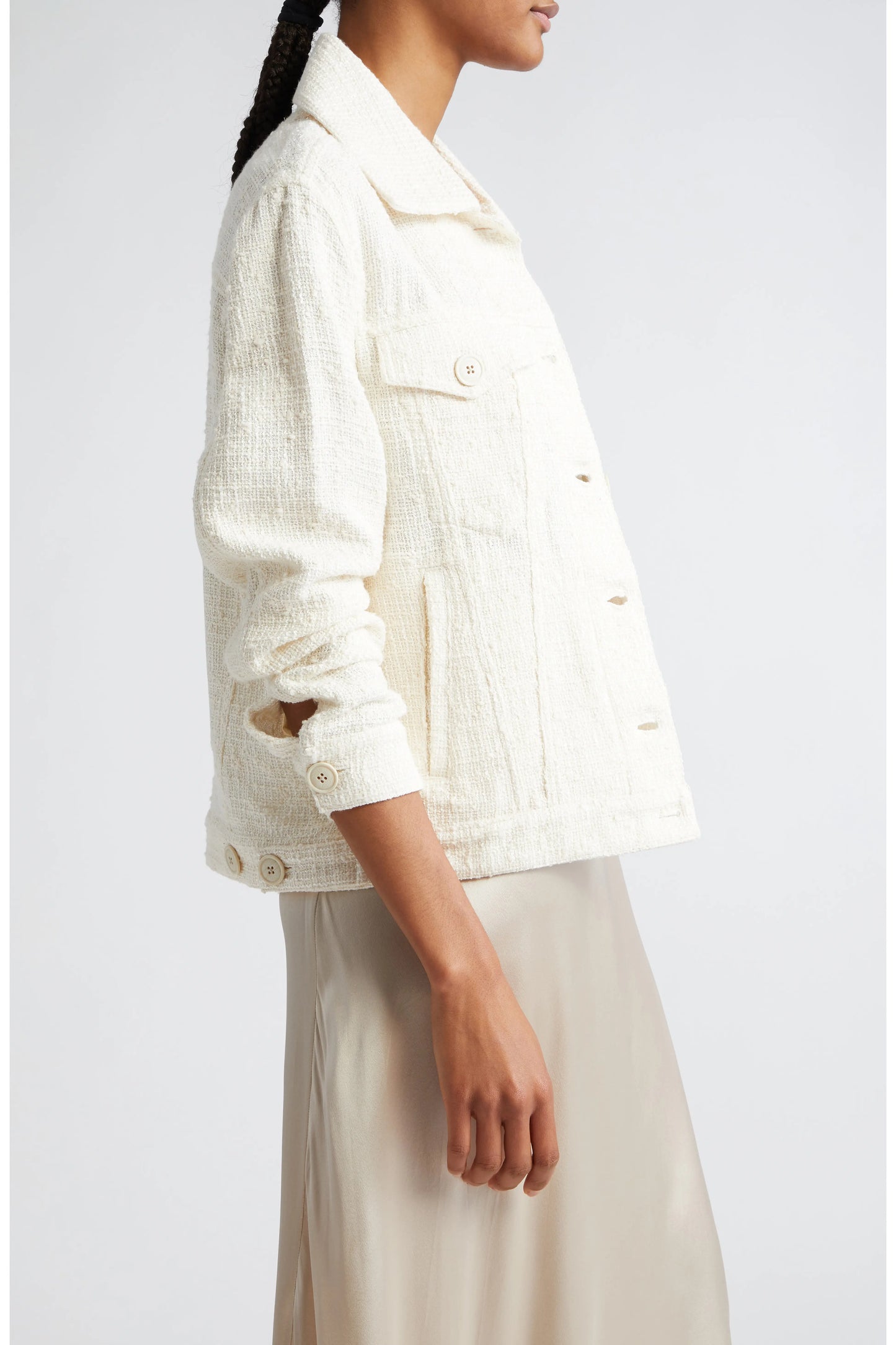 Eleventy Slub Weave Cotton Blend Trucker Jacket, Medium