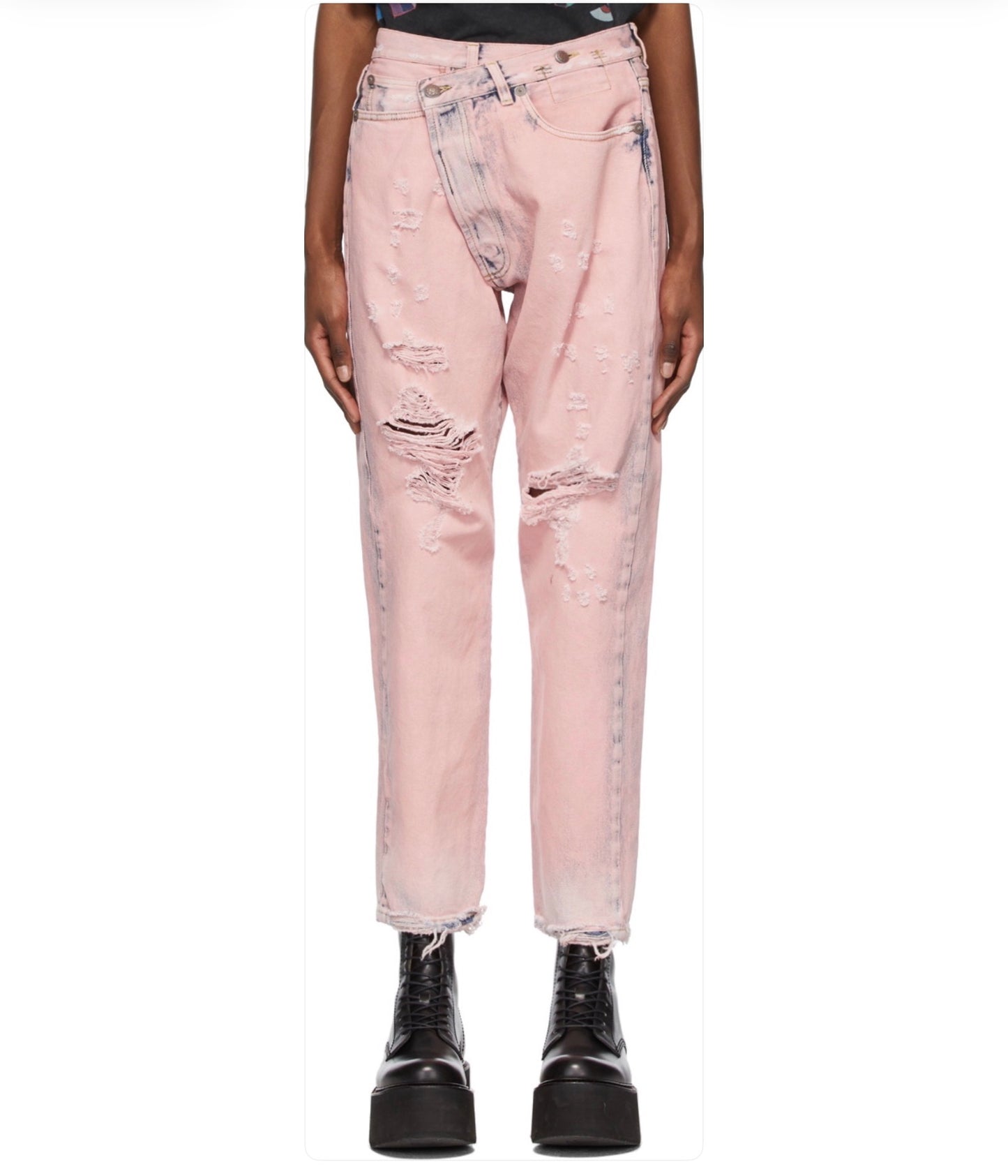 R13 Cross Over Straight, faded, pink,  Size 27