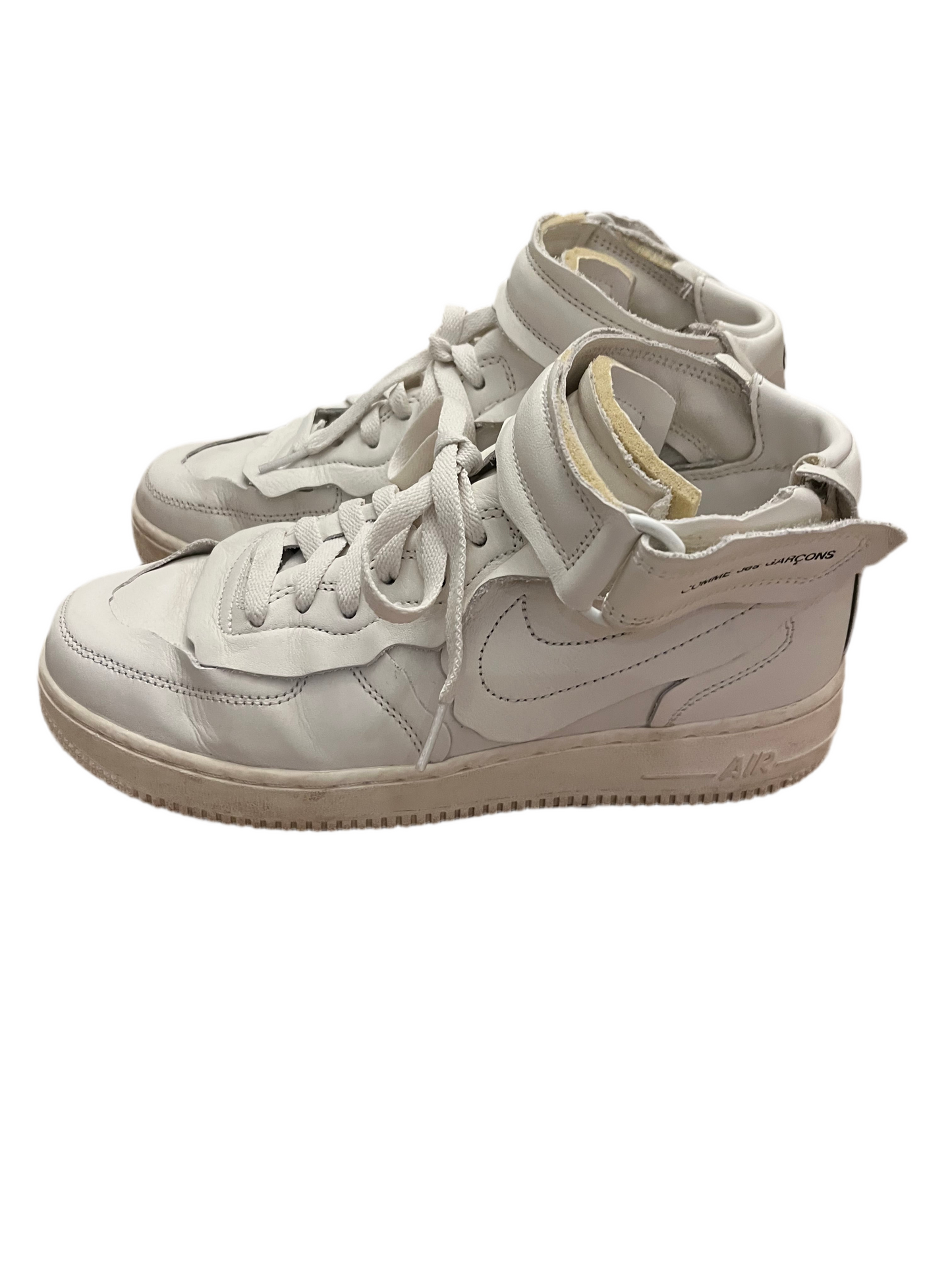 COMME DES GARCONS X NIKE AIR FORCE 1 MID 'TRIPLE WHITE' SNEAKERS SIZE 7.5 (FITS 8.5)
