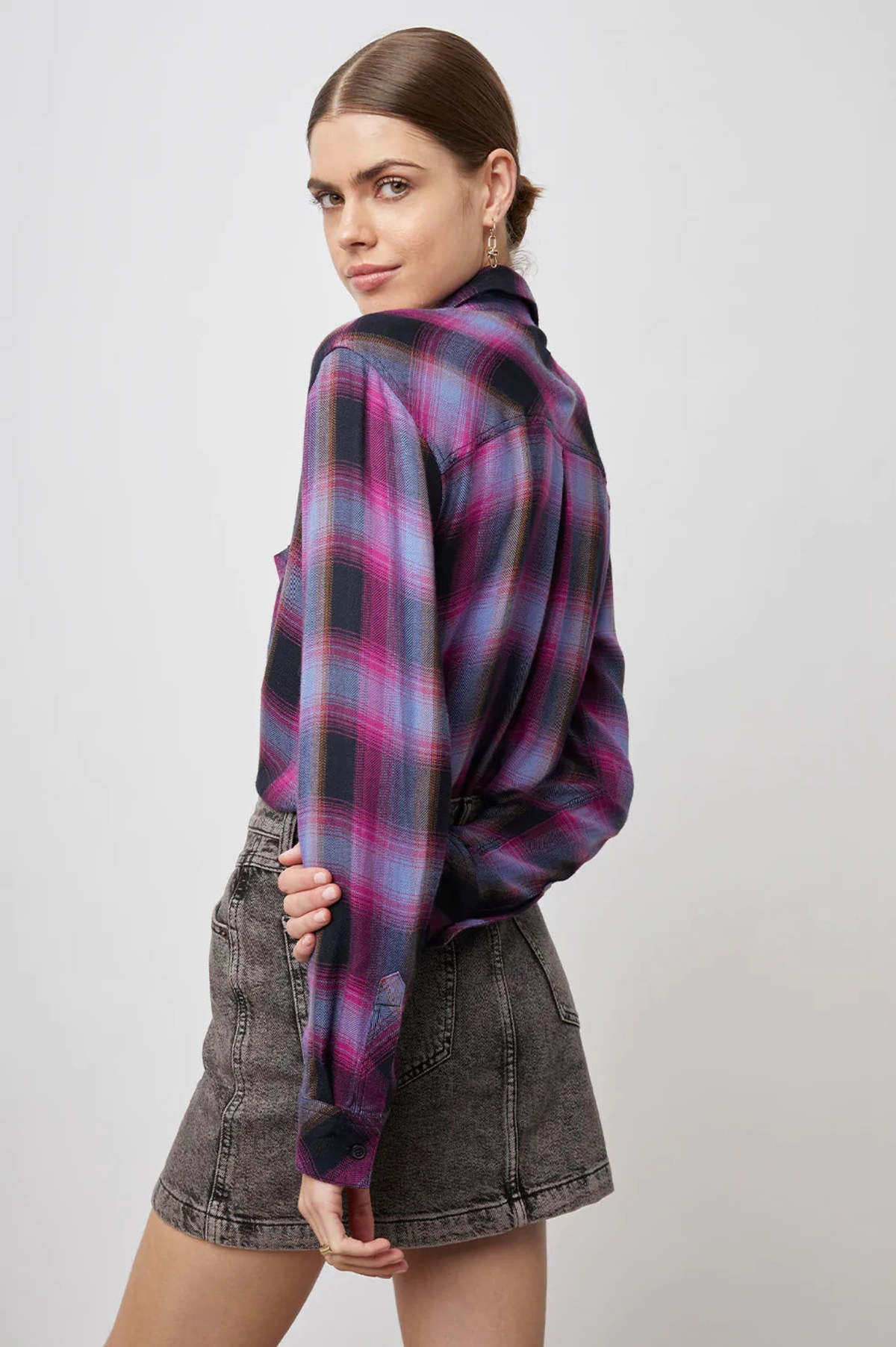 Rails Hunter Plaid Button-front Shirt In Navy Magenta, XSMALL