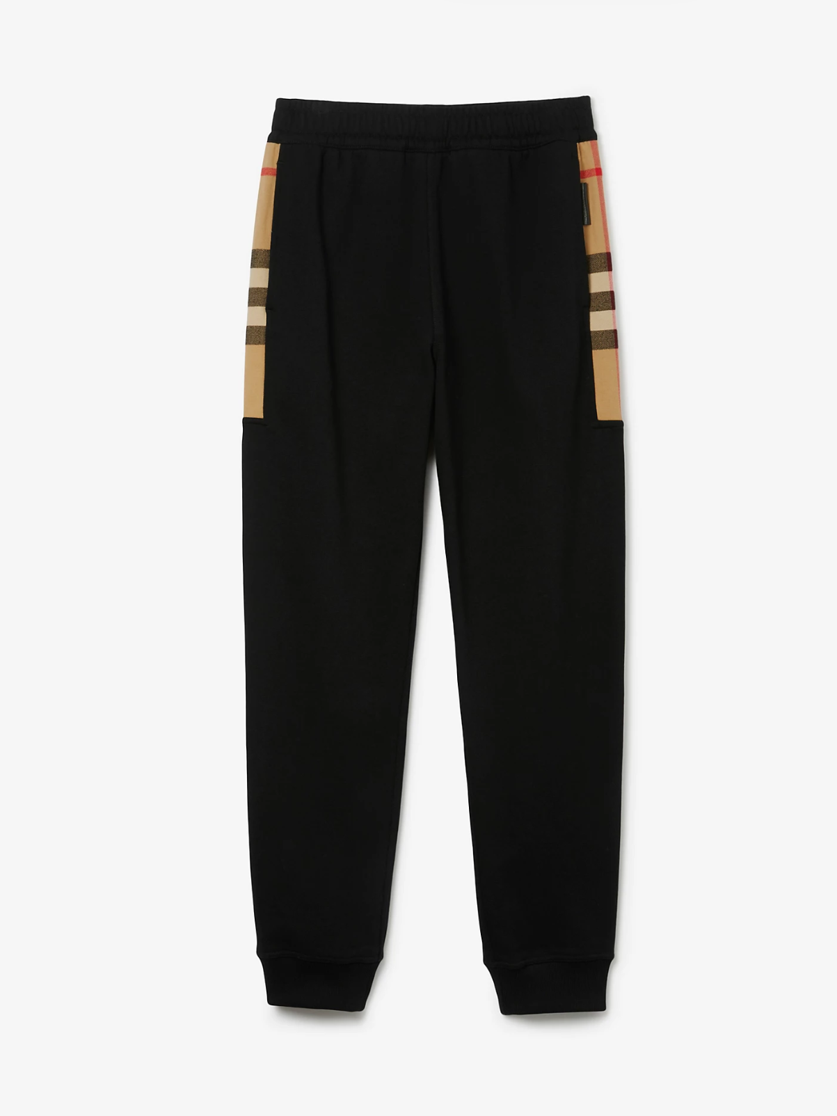 Burberry Check Panel Cotton Jogging Pants, XSMALL