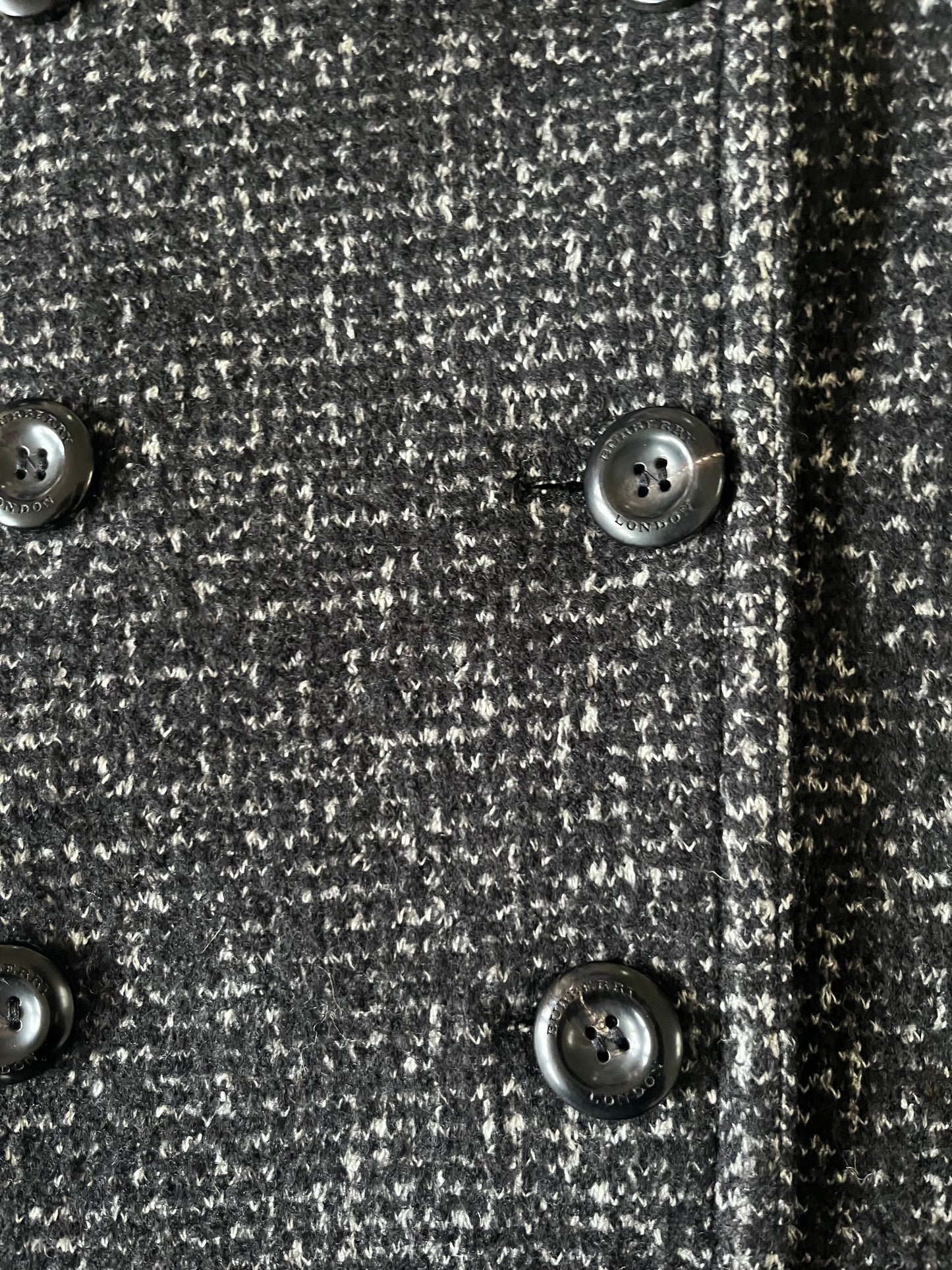 Burberry Black Tweed Wool Double Breasted Cocoon Coat, SIZE 4