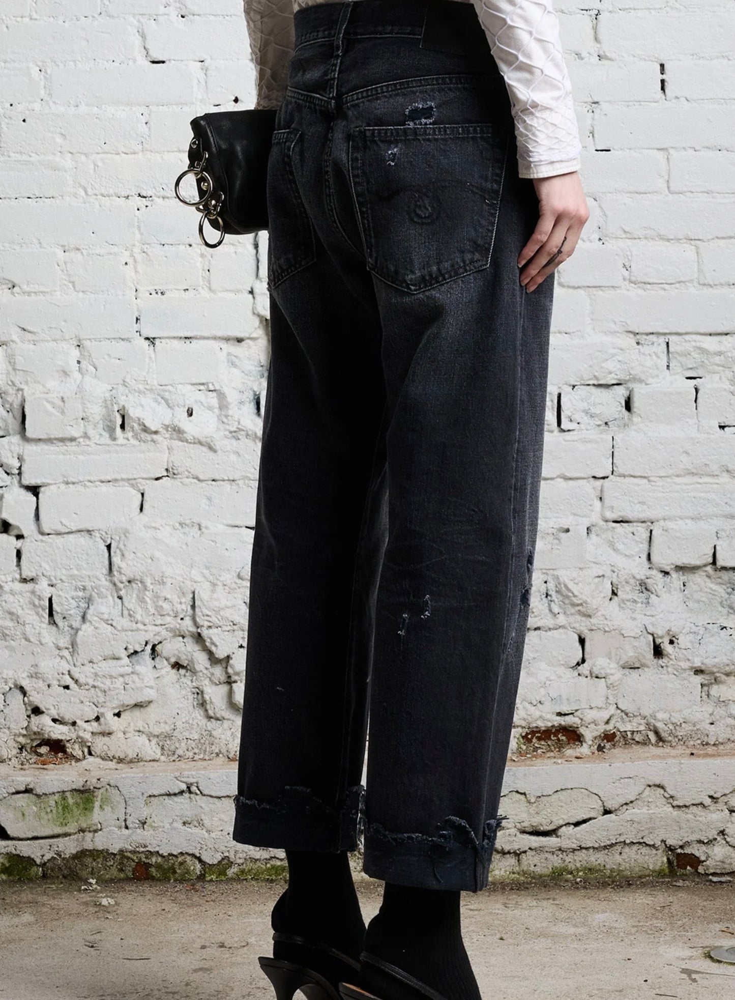 R13 BOYFRIEND JEAN - JAKE BLACK, SIZE 25 (FITS LIKE 27)