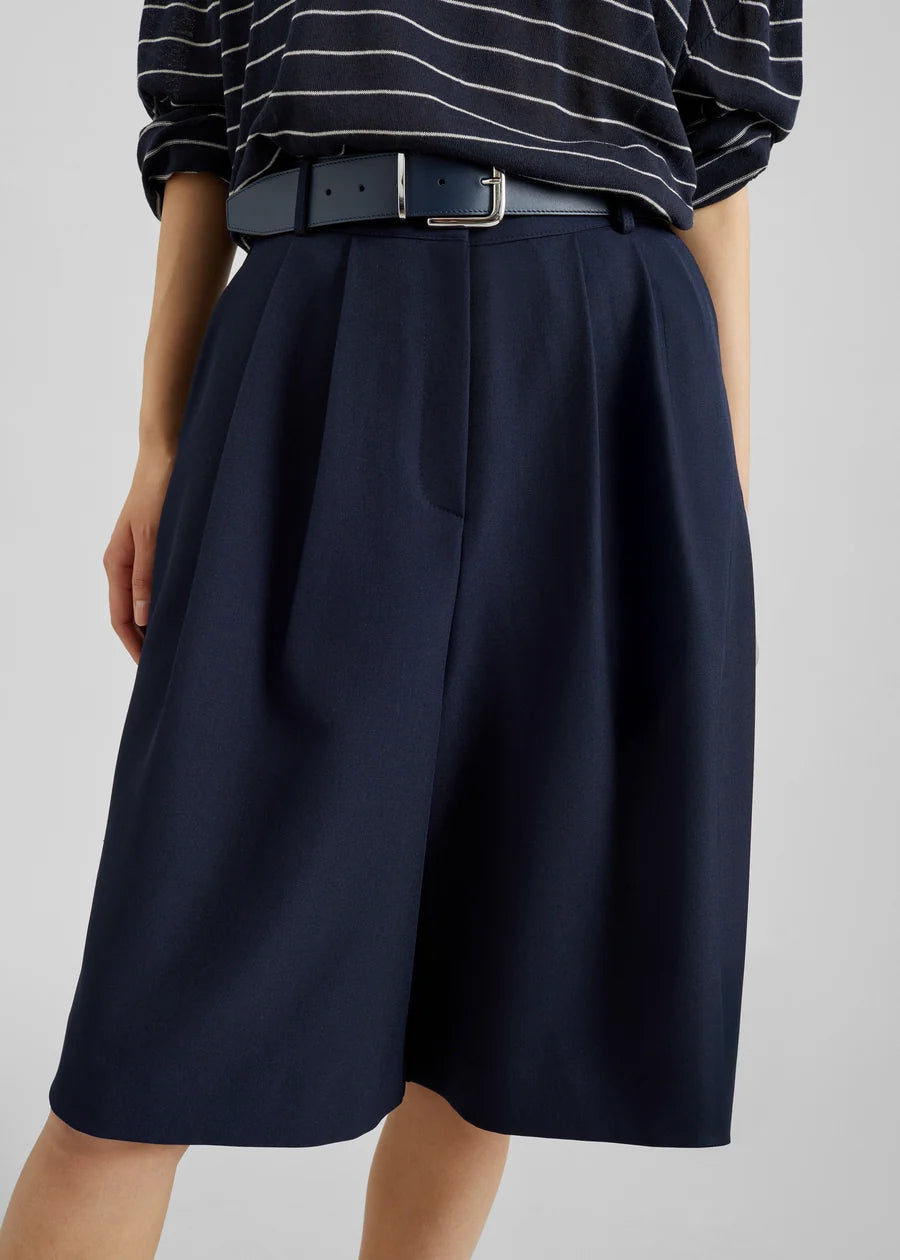 The Frankie Shop MARTEL PLEATED BERMUDA SHORTS - NAVY, Small
