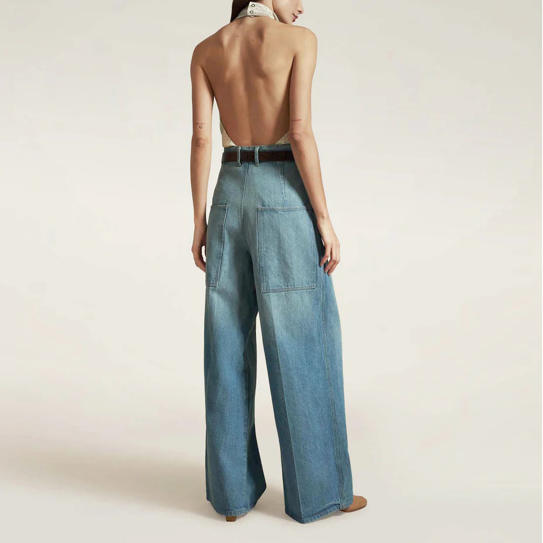 Kallmeyer Deep Pocket Wide Leg Jean in Blue, size 28