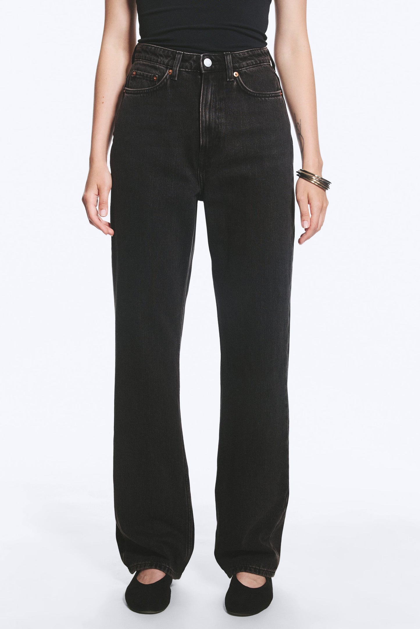 WEEKDAY ROWE SUPER HIGH WAISTED REGULAR STRAIGHT JEANS, SIZE 28