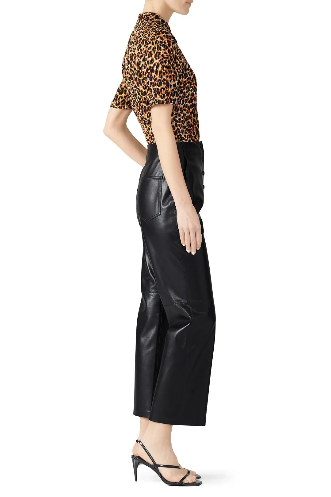 Nanushka Sora Black front buttons vegan leather trousers, Small