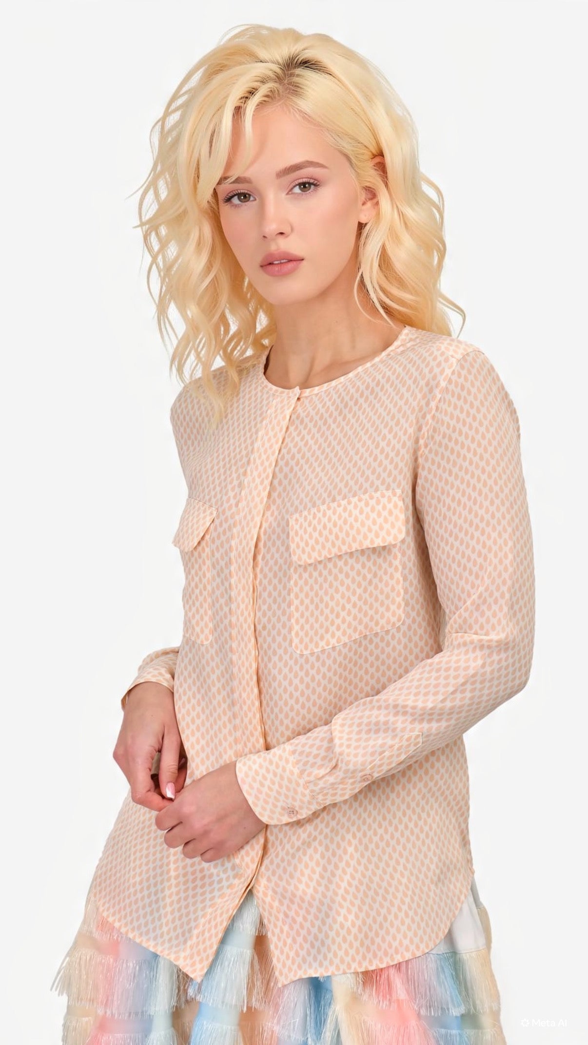 Equipment NWT Lynn Silk Dew Drop Button Down Top, Size Small