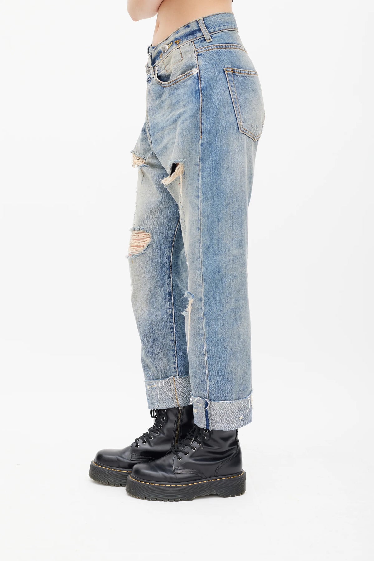 R13 NWT Cross Over Jean, Emory with rips Size 27