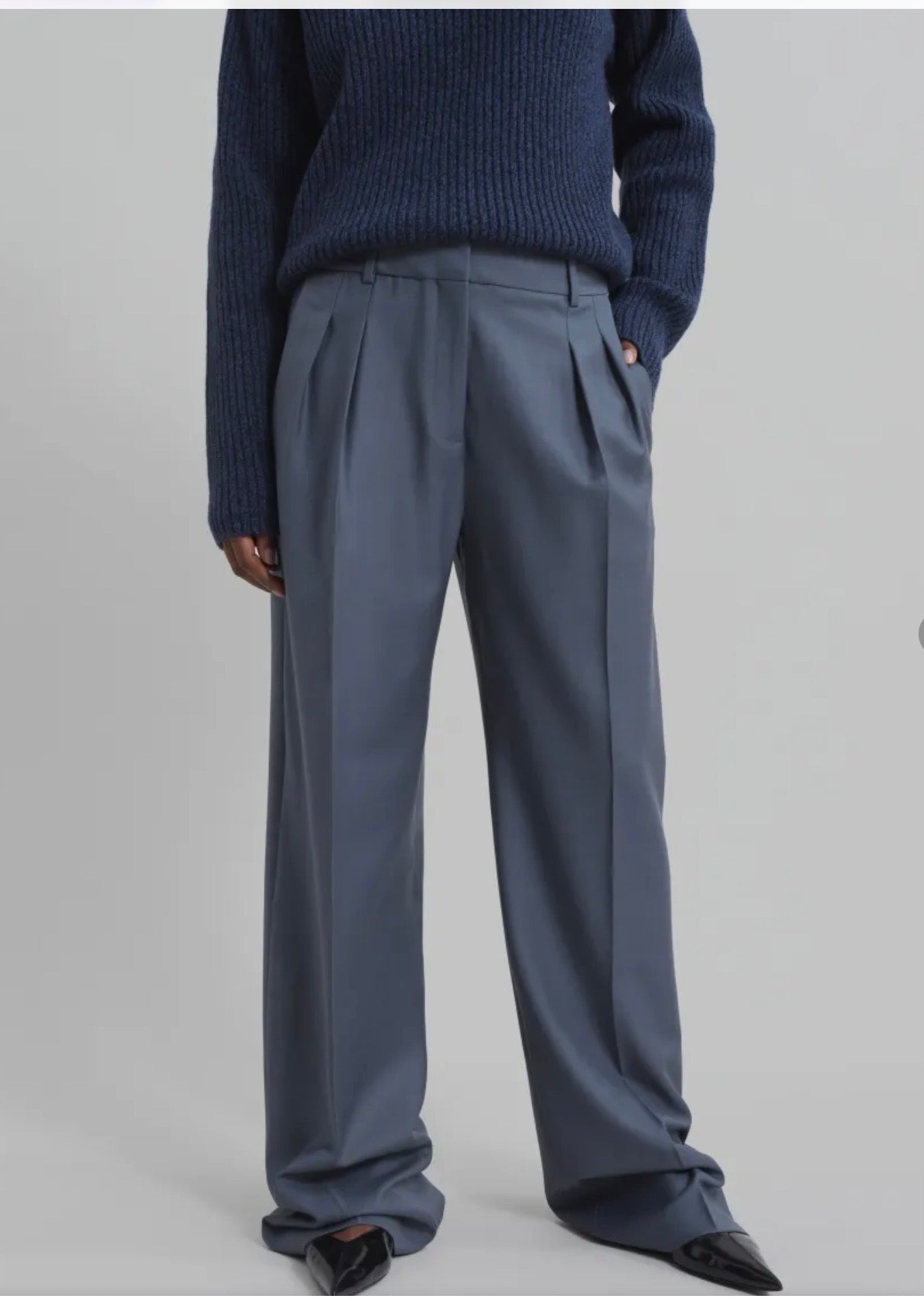 Loulou Studio NWT Sbiru Wide Leg Wool Trousers - Fjord Grey, SMALL
