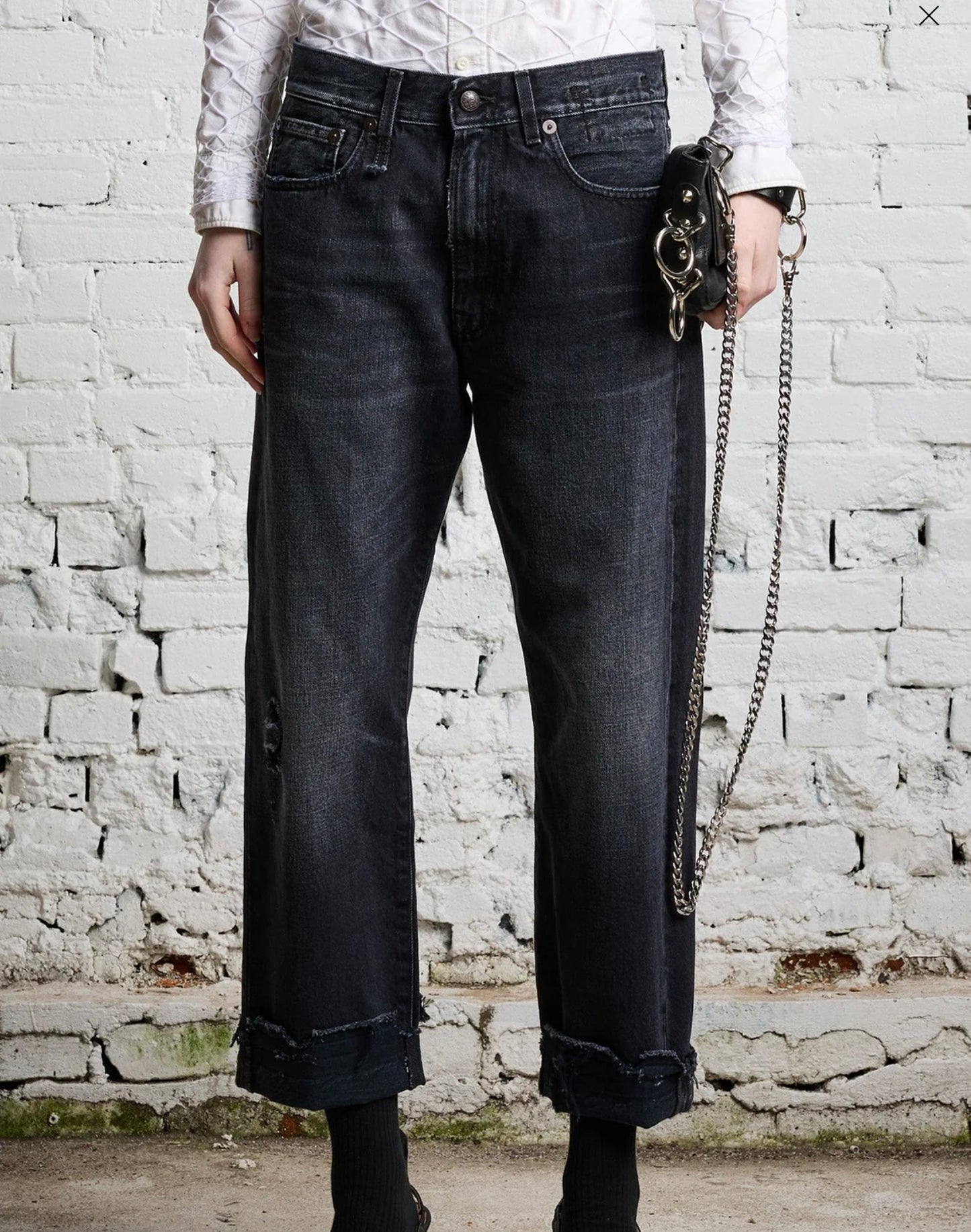 R13 BOYFRIEND JEAN - JAKE BLACK, SIZE 25 (FITS LIKE 27)