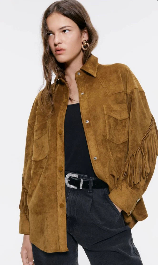 ZARA FRINGE JACKET, SMALL