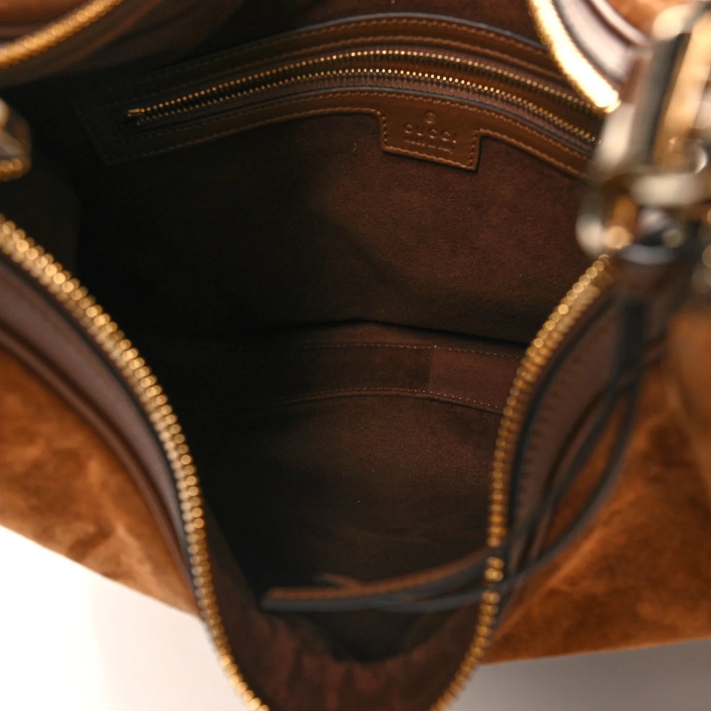 Gucci Suede Web Large Attache Shoulder Bag Brown