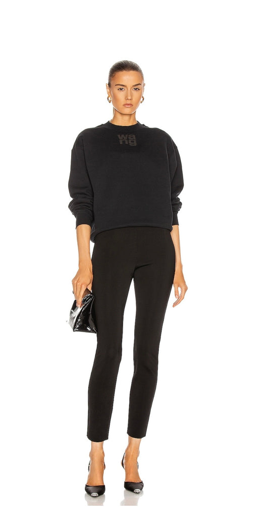 Alexander Wang Essential Terry crew sweatshirt with puff paint logo, XSmall