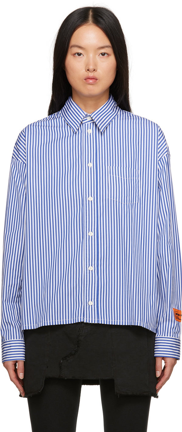 Heron Preston Blue Striped Shirt,XXSMALL (oversized)