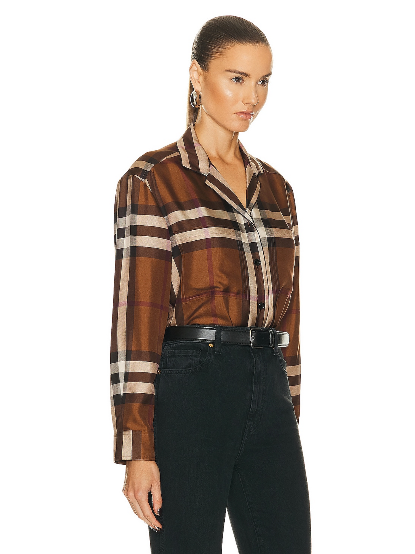 BURBERRY Jackie Check Shirt, SIZE 4