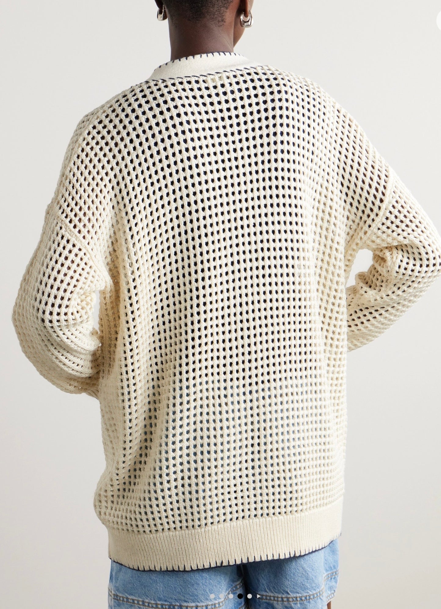 Frame open knit crocheted cardigan, XSMALL