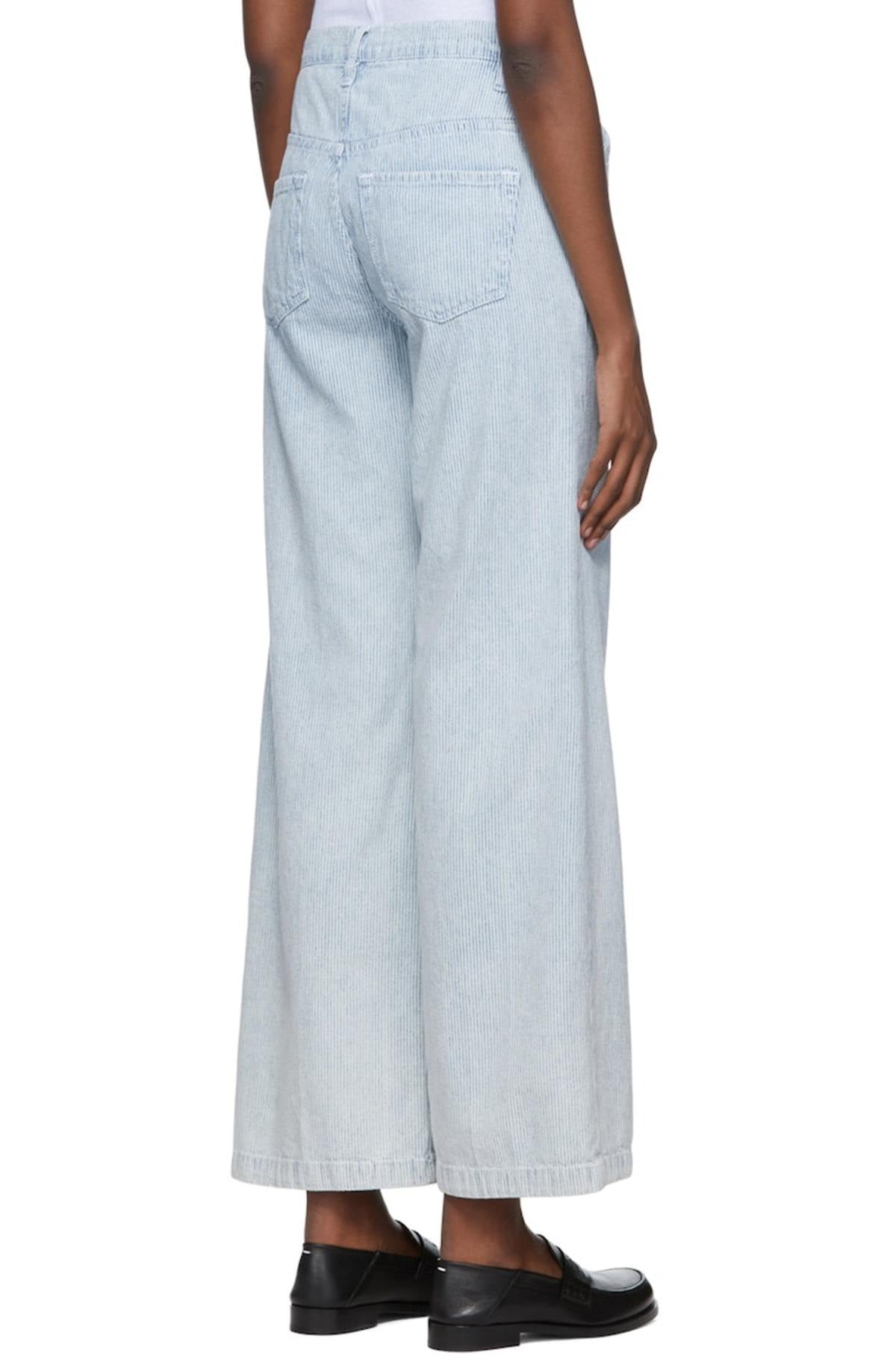 Frame Le Baggy Palazzo Wide-Leg Jeans,  bleached pinstripe ￼Size 27