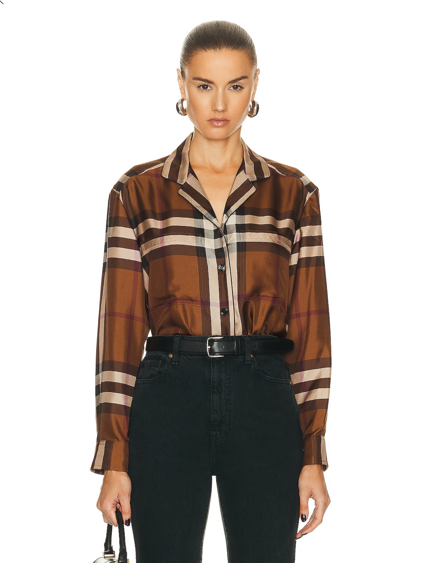 BURBERRY Jackie Check Shirt, SIZE 4
